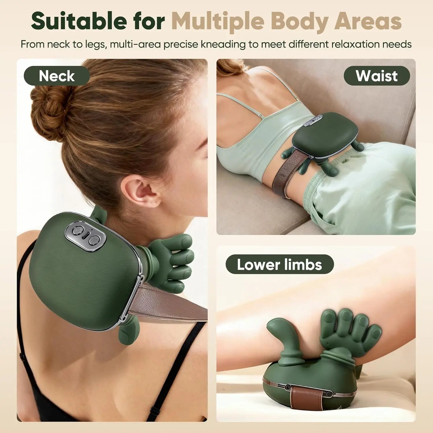 Handheld Shoulder Neck Massager Deep Tissue Kneading with Heat
